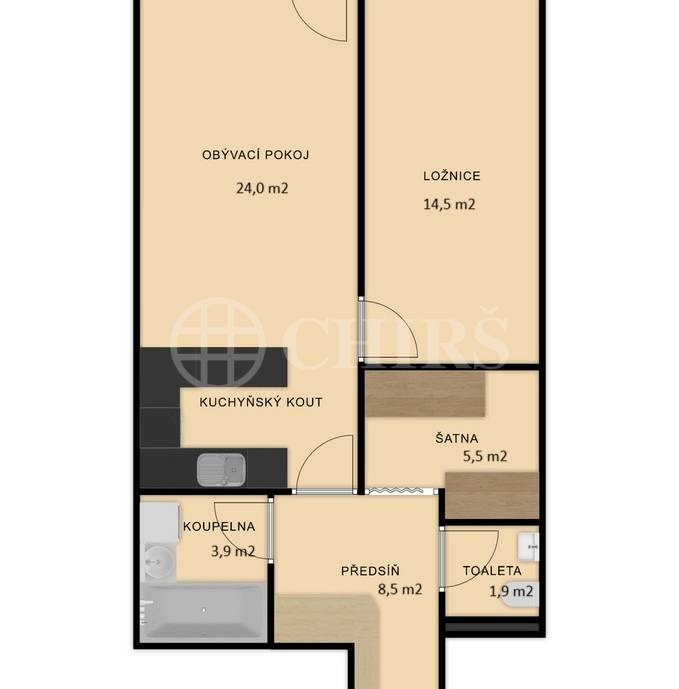 Prodej bytu 2+kk s balkonem, OV, 68m2, ul. Trnkovo náměstí 1112/1, Praha 5 - Hlubočepy