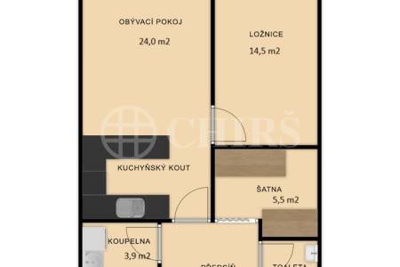 Prodej bytu 2+kk s balkonem, OV, 68m2, ul. Trnkovo náměstí 1112/1, Praha 5 - Hlubočepy