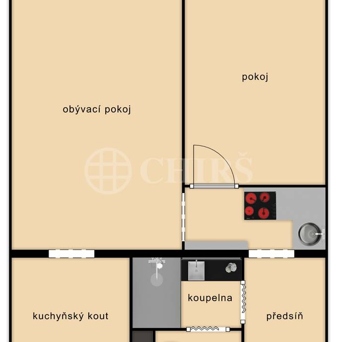 Prodej bytu 2+kk se sklepem, OV, 46m2, ul. Ciolkovského 849/5, Praha 6 - Ruzyně