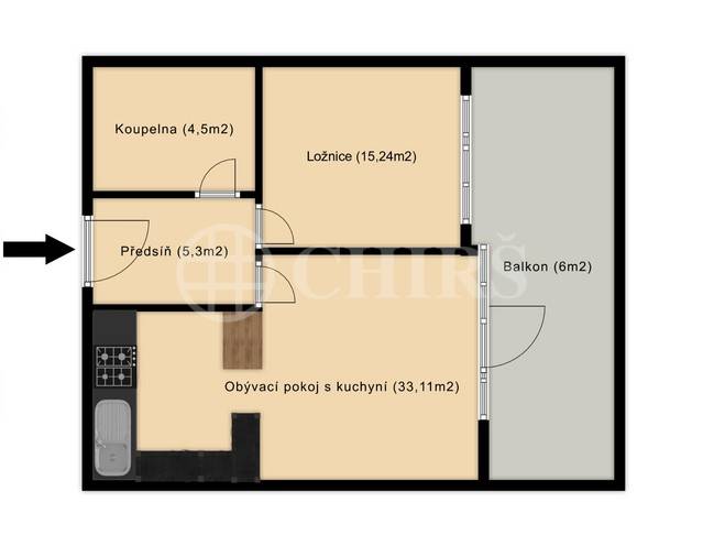 Pronájem bytu 2+kk s balkonem, OV, 57m2, ul. Petržílkova 2704/34, Praha 5 - Stodůlky