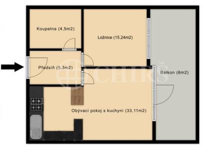 Pronájem bytu 2+kk s balkonem, OV, 57m2, ul. Petržílkova 2704/34, Praha 5 - Stodůlky