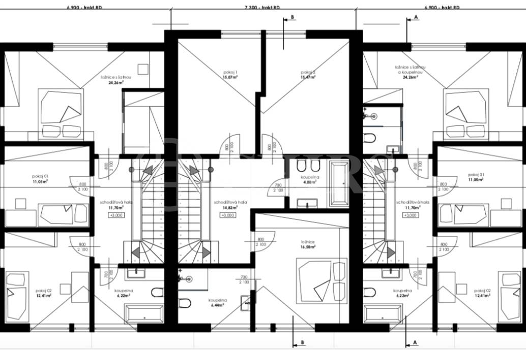 Prodej stavebního pozemku se studií pro výstavbu 3 řadových domů, U Dráhy, Praha 6 - Střešovice