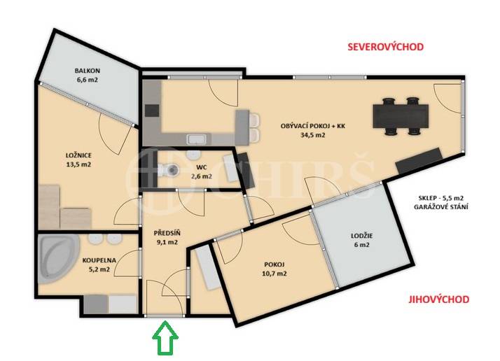 Pronájem bytu 3+kk s lodžií, balkonem, garážovým stáním a sklepem, OV, 96m2, ul. Nad Dalejským údolím 2688/1, Praha 5 - Stodůlky