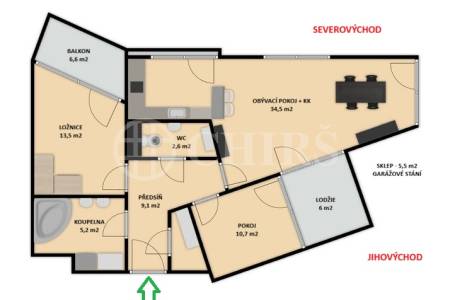 Pronájem bytu 3+kk s lodžií, balkonem, garážovým stáním a sklepem, OV, 96m2, ul. Nad Dalejským údolím 2688/1, Praha 5 - Stodůlky