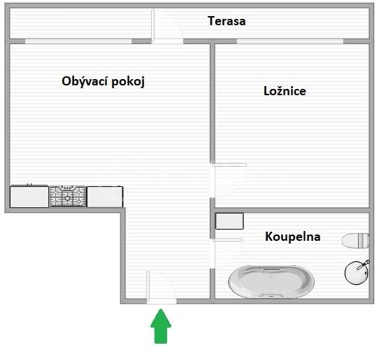 Prodej bytu 2+kk s terasou, OV, 40m2, ul. Werichova 1145/29, Praha 5 - Hlubočepy