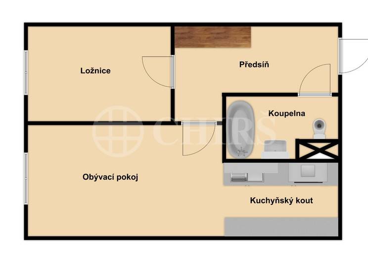 Pronájem bytu 2+kk, OV, 43m2, ul. Šimonova 1100/12, Praha 6 - Řepy