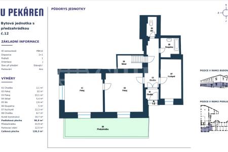 Prodej bytu 2+1, předzahrádka, parkovací stání, OV, 90,9 m2, ul. U Pekáren 253/2, Praha 15 - Hostivař