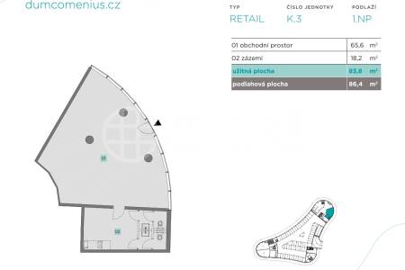 Prodej obchodních prostor K.3, 86 m², ul. Ankarská 2513/24, Praha 6 - Petřiny