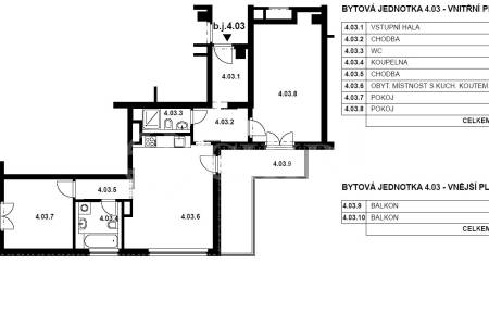 Prodej bytu 3+kk se dvěma balkony a garážovým stáním v novostavbě,  93,2 m2, ul. Bolívarova, P-6 Břevnov