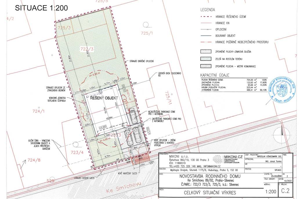 Prodej stavebního pozemku 704m2, ul. Ke Smíchovu 89, Praha 5 - Slivenec