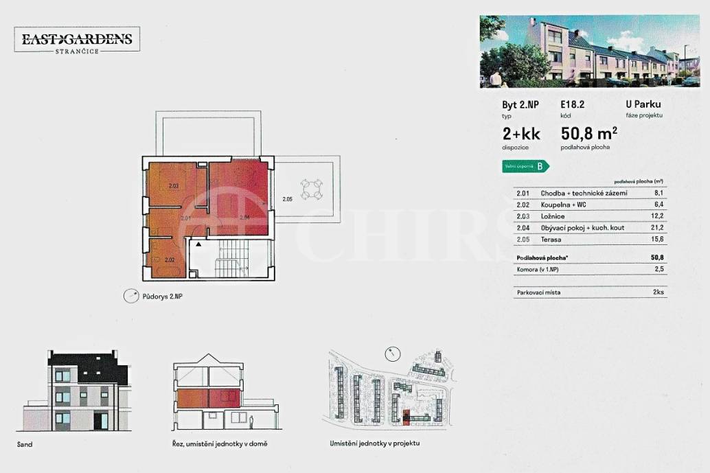 Prodej bytů 2+kk, OV, projekt East Gardens Strančice