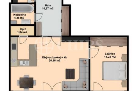 Pronájem bytu 2+kk s balkonem, OV, 65m2, ul. Hlubocká 710/2, Praha 5 - Jinonice