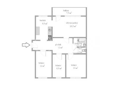 Prodej bytu 4+1 s balkonem, 90,5m2, ul. Ledvinova 1716/16, Praha 11 - Chodov