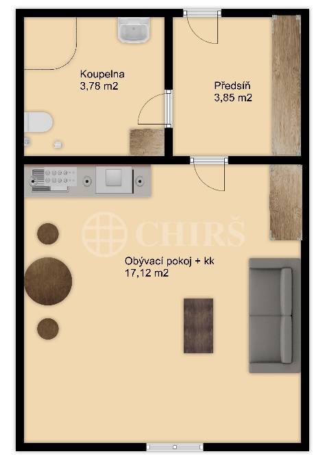 Prodej bytu 1+kk, OV, 25m2, ul. Tyršova 1832/7, Praha 2 - Nové Město