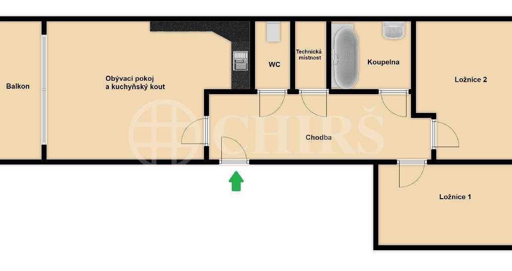 Prodej bytu 3+kk s balkonem, OV, 74m2, ul. Za Karlínským přístavem 699/12, Praha 8 - Karlín