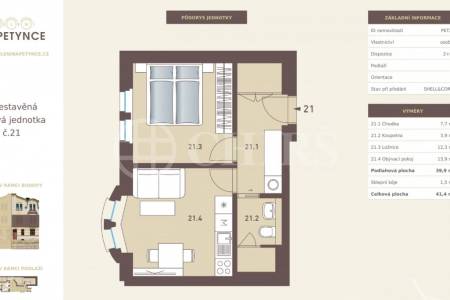 Prodej bytu 2+kk, OV, 39,9 m2, Na Petynce 147/98, Praha 6