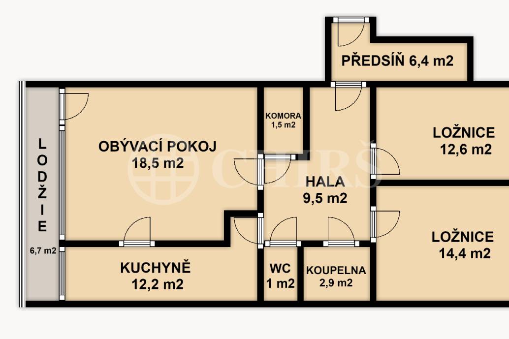 Prodej bytu 3+1, OV, 88m2, ul. Kettnerova 2057/10, Praha 13 - Luka