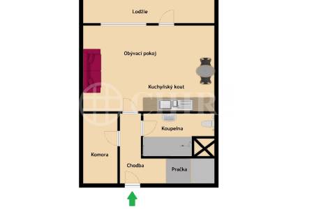 Prodej bytu 1+kk s lodžií, OV, 42m2, ul. Petržílkova 2583/15, Praha 5 - Stodůlky