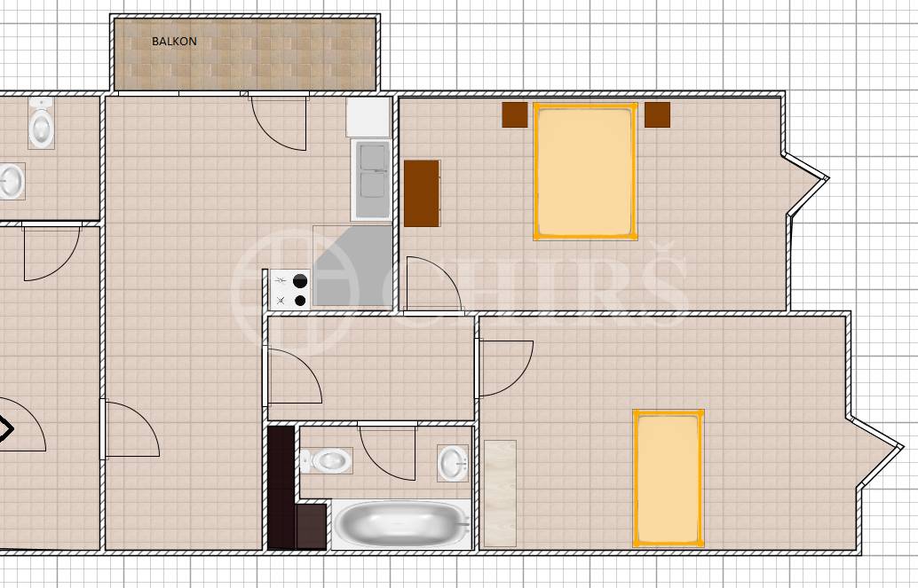 Pronájem bytu 3+kk s balkonem a garážovým stáním, OV, 64 m2, ul. Lindleyova 2686/1, Praha 6 - Dejvice