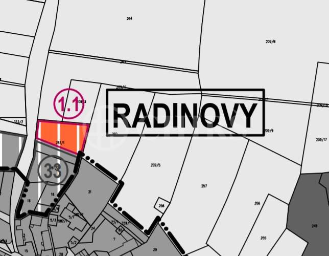 Prodej stavebního pozemku, 8833m2, OV, Radinovy, okr. Klatovy