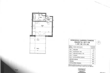 Prodej bytu 1+kk s terasou a garážovým stáním, OV, 34m2, ul. Olšanská 2898/4a, Praha 3 - Žižkov