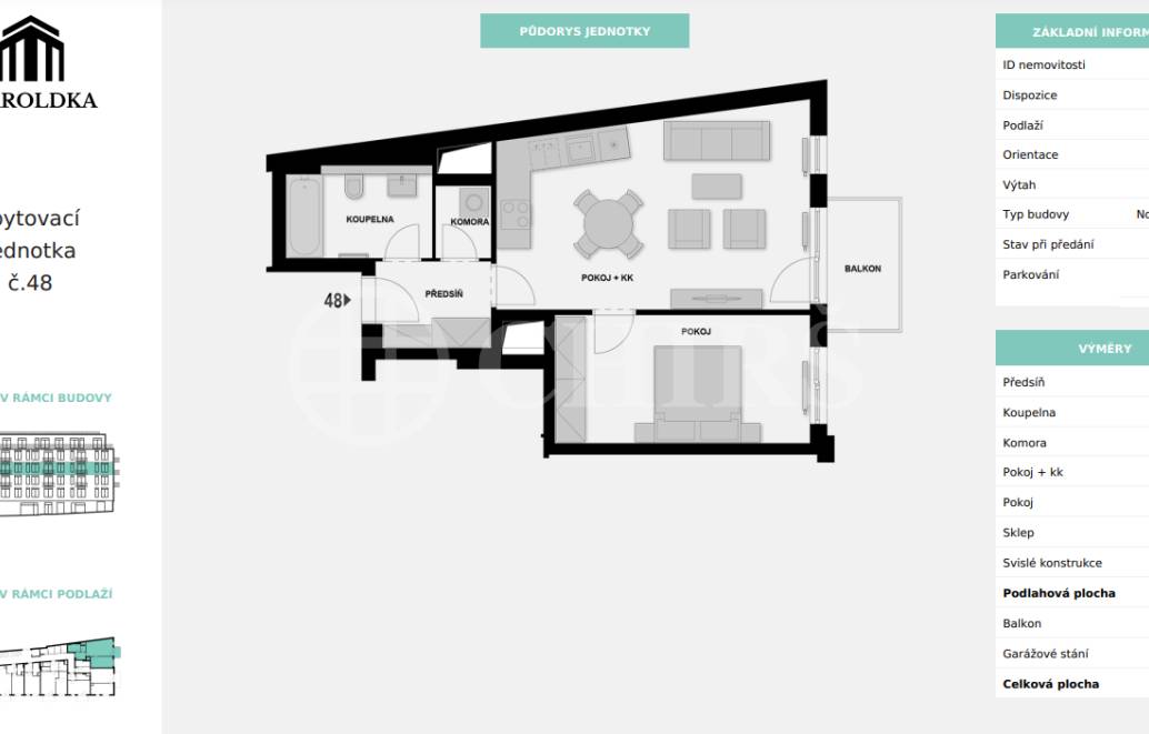 Prodej bytu 2+kk, balkon, GS, OV, 53,7 m2, ul. Maroldova, Praha 4 - Nusle