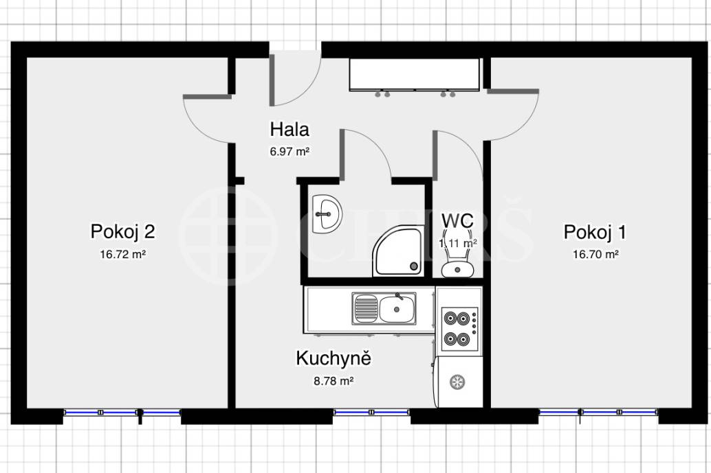 Pronájem bytu 2+1, 52 m2, Boučkova 9, Praha 6 - Břevnov