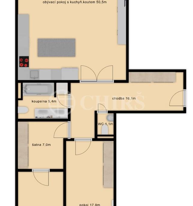 Prodej bytu 3+kk s balkonem, OV, 116m2, ul. Hanusova 1537/1b, Praha 4 - Michle