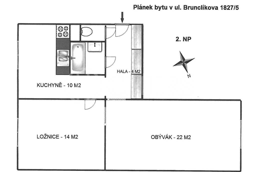 Prodej bytu 2+1, DV, 55m2, ul. Brunclíkova 1827/5, P-6 Petřiny