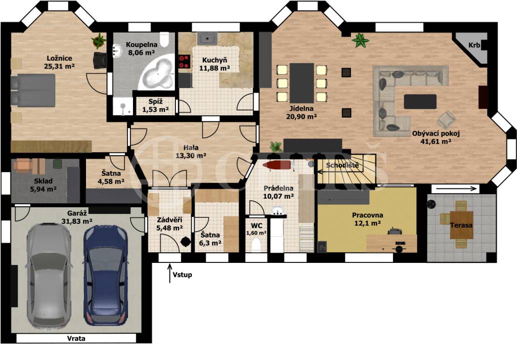 Prodej rodinné vily 7+1+příslušenství, 402m2, pozemek 1138m2, ul. Chrpová 648, Průhonice