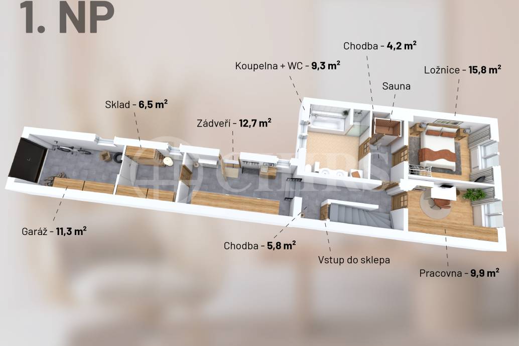 Prodej rodinného domu 5+kk s garáží, ul. U nové dálnice 703, Praha 4 - Chodov