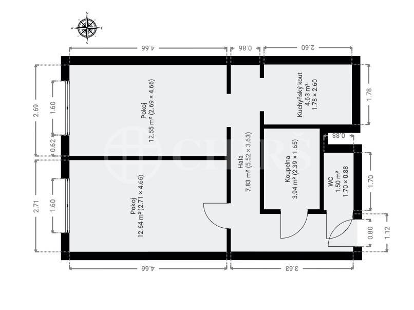 Pronájem částečně zařízeného bytu 2+kk v panelovém domě, ulice Frýdlantská 8, Praha 8 - Ďáblice