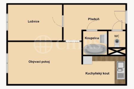 Prodej bytu 2+kk, DV, 43m2, ul. U Jezera 2034/28, Praha 5 - Luka