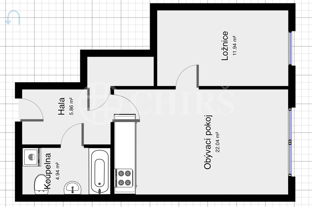 Pronájem bytu 2kk, 48 m2, Pod Klamovkou 1, Praha 5 - Košíře