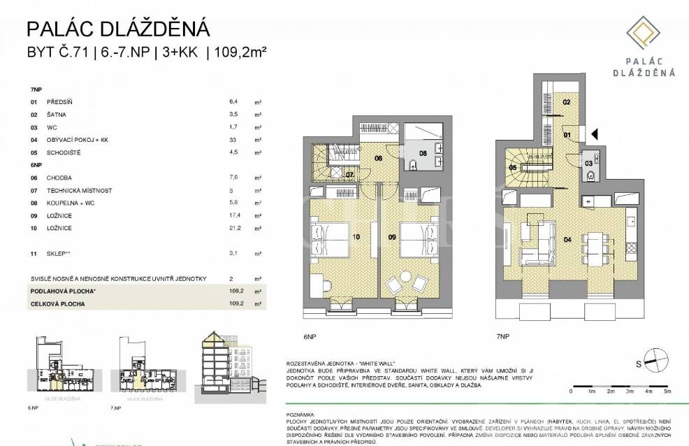Prodej bytu 3+kk 109,20 m2, ul. Dlážděná, Praha 1 - Nové město