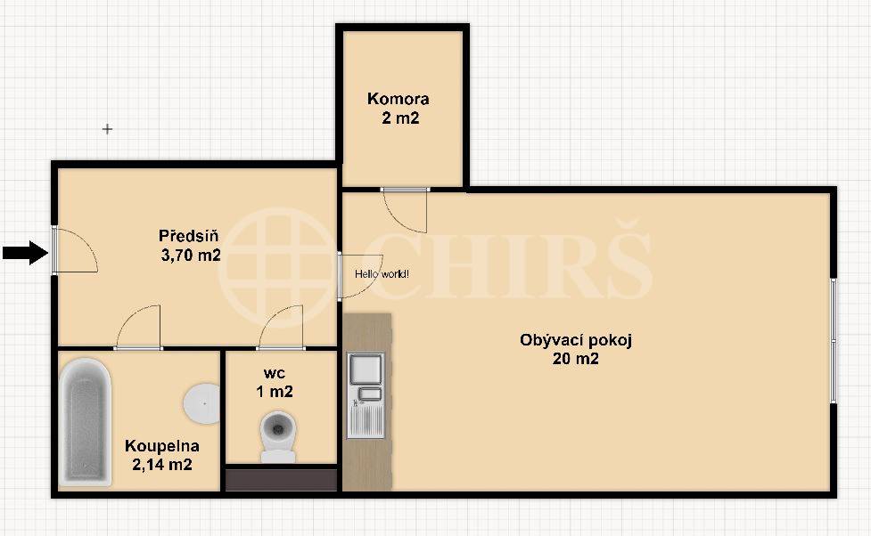 Prodej bytu 1+kk, OV, 29m2, ul. Pertoldova 3385/49, Praha 4 - Modřany