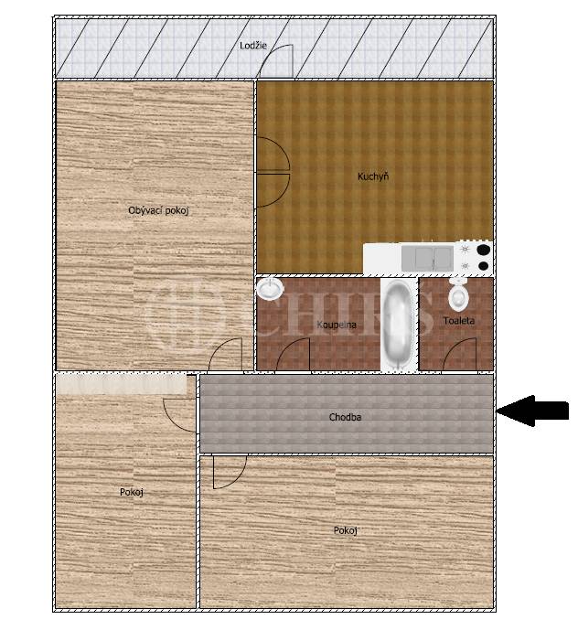 Pronájem bytu 3+1 s lodžií, OV, 70 m2, ul. Tobrucká 710/19, Praha 6 – Vokovice