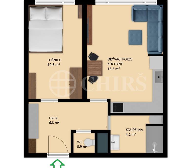 Pronájem bytu 2+kk, 39m², ul. Zálesí 1073/7, Praha 4 – Braník