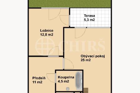 Prodej bytu 2+kk s terasou, OV, 59m2, ul. Pod Stolovou horou 975/1, Praha 5 - Jinonice