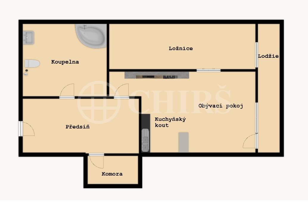 Pronájem bytu 2+kk s lodžií, OV, 45m2, ul. Nušlova 2298/61, Praha 5 - Stodůlky