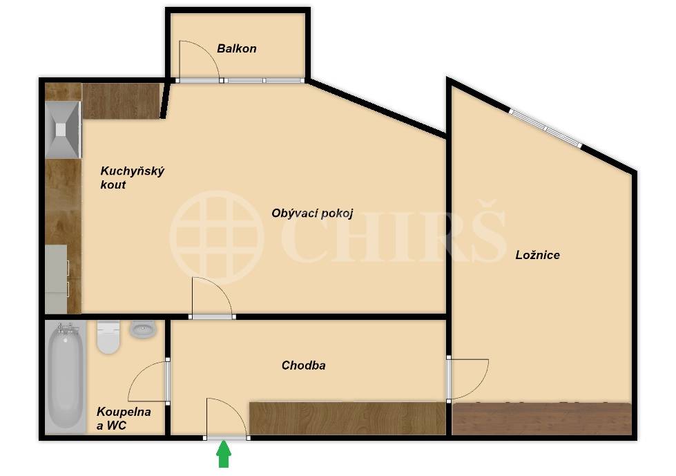 Pronájem bytu 2+kk s balkonem, OV, 68m2, ul. Trnkovo náměstí 1112/2, Praha 5 - Hlubočepy