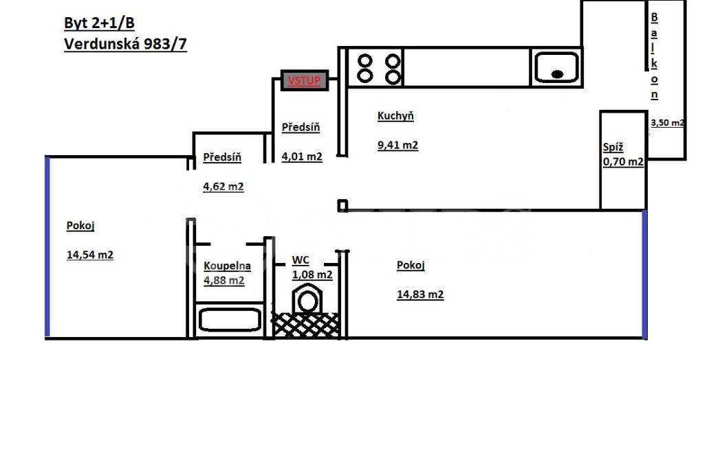 Prodej bytu 2+1, OV, 60 m2,ul. Verdunská 983/29, Praha 6 - Bubeneč