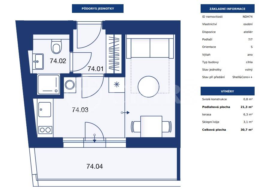 Prodej atelieru 1kk, 30,7 m2,ul. nam. Dr. Václava Holého 1057/16, P8 Libeň