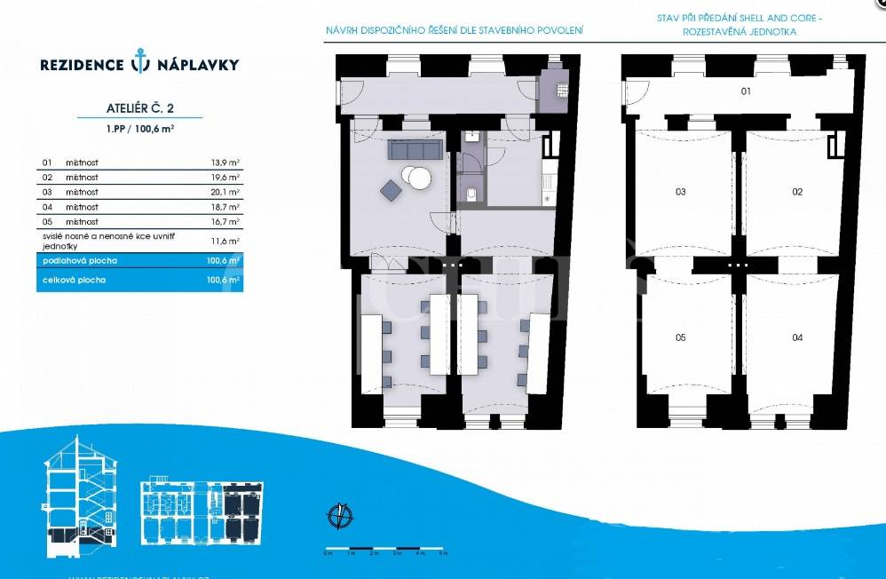 Prodej ateliéru 3+1, 100,6 m2, ul. Pivovarská, Praha 5 - Smíchov