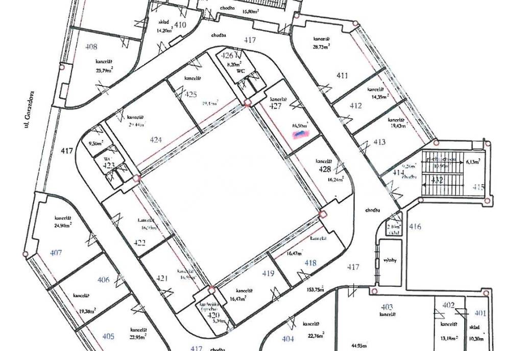 Pronájem komerčního objektu, OV, od 17 do 20m2, ul. Na Moráni 3/360, Praha 2 - Nové Město