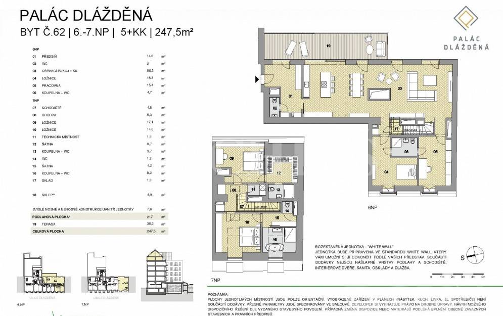 Prodej bytu 5+kk/T/2xGS, 247,50 m2, ul. Dlážděná, Praha 1 - Nové město