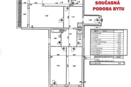 Prodej bytu 3+1 s lodžií ,DV, 120 m2, ul. Sartoriova 30/17, Praha 6 - Břevnov