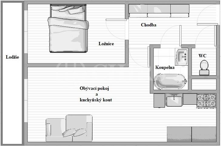 Prodej bytu 2+kk s lodžií, OV, 46m2, ul. V hůrkách 2144/3, Praha - 5 Stodůlky