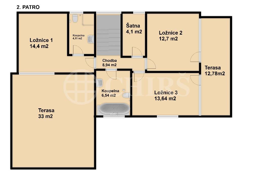 Prodej rodinného domu 5+kk s terasami, OV, 147m2, Za Fořtem 891/2, Praha 5 - Slivenec