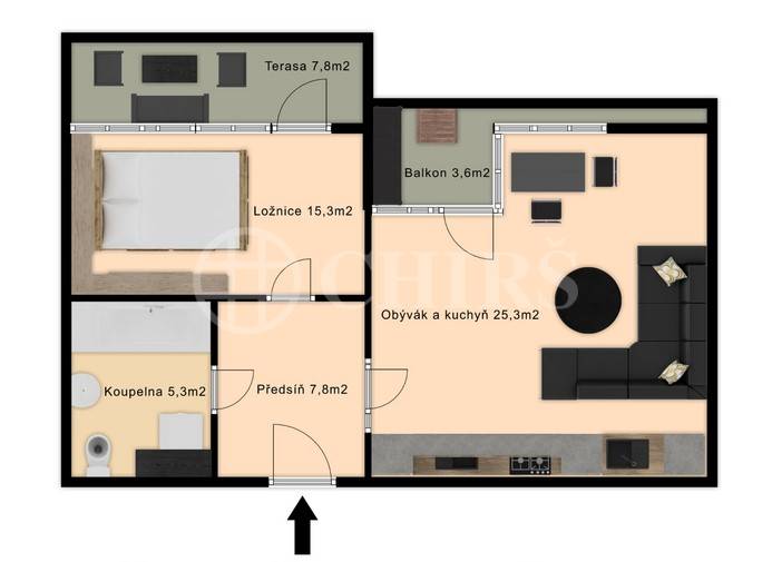 Prodej bytu 2+kk s lodžií a terasou, OV, 57m2, ul. Švejcarovo náměstí 2660/1, Praha 5 - Stodůlky